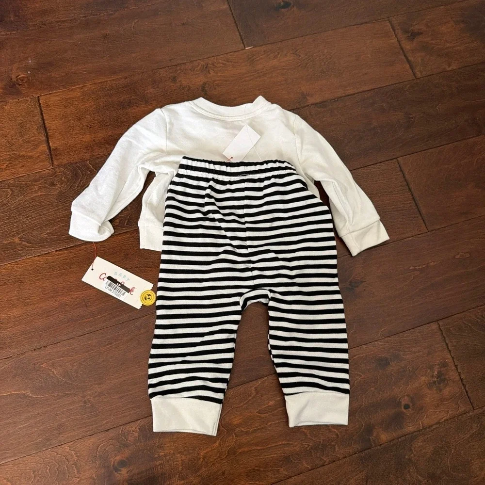 Cat & Jack 18 M Halloween Sweatshirt and Striped Jogger Set  Cat Dog Trick